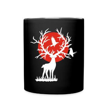 The White Deer and the Red Sun - Full Colour Mug - black - Front