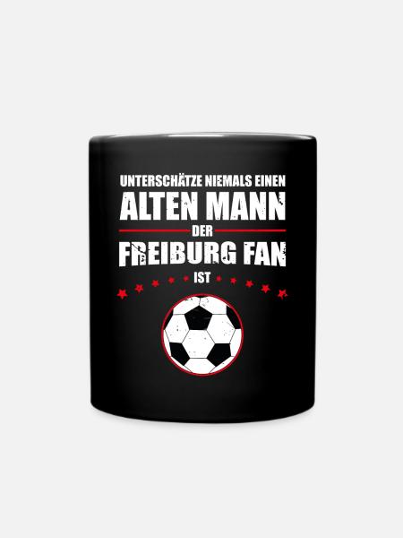 Alter Mann - Freiburg Fan | Retro Vintage Design - Tasse einfarbig - Schwarz
