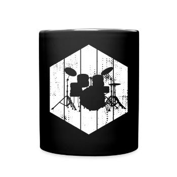 Drum Set Drawing - Full Colour Mug - black - Front