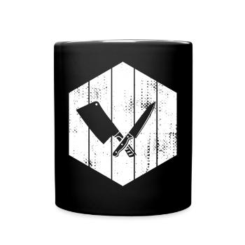 Knife Cleaver Drawing - Full Colour Mug - black - Front