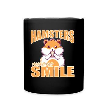 Hamsters make me smile Hamster Lovers Pet Owners - Full Colour Mug - black - Front