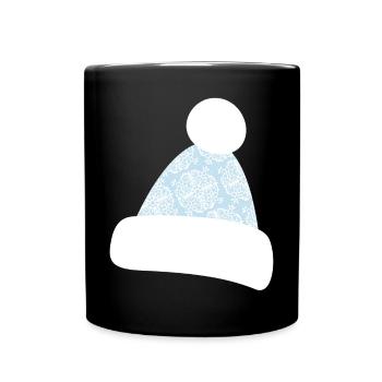 Bobble Hat Beanie Snowflakes Après-Ski Winter - Full Colour Mug - black - Front