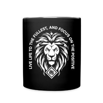 Löwe Fokus Positivität - Tasse einfarbig - Schwarz - Vorne
