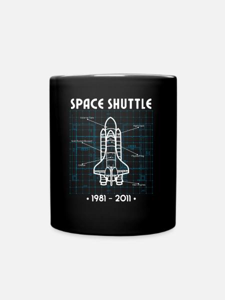 Space Shuttle Rakete Blaupause Weltall Astronaut - Tasse einfarbig - Schwarz