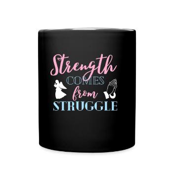 La force vient de la souffrance de la motivation chrétienne - Mug uni - noir - Devant