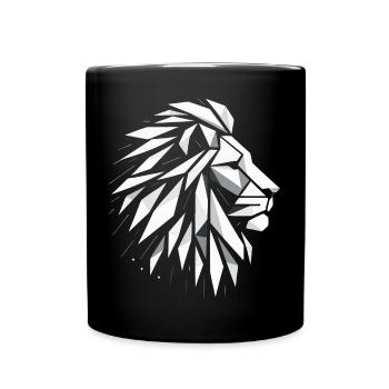 Lion Head Polygon Art - Full Colour Mug - black - Front