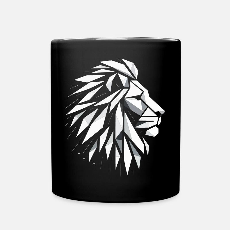 Tête de Lion Polygone Art - Mug uni - noir