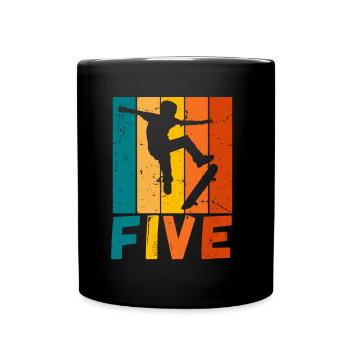 Skater Kids 5th Birthday Skateboard Boys - Full Colour Mug - black - Front