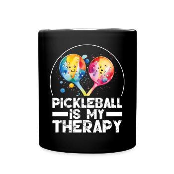 Pickleball ist meine Therapie - Tasse einfarbig - Schwarz - Vorne