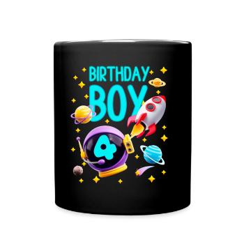 4e anniversaire Space Rocket Astronaut Boy - Mug uni - noir - Devant