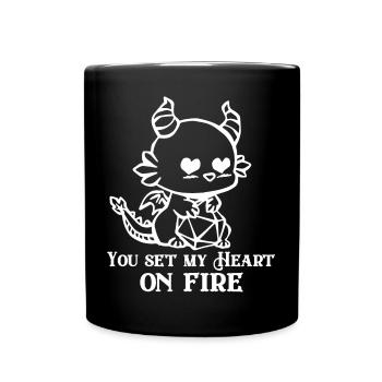 You set my Heart on fire RPG Valentine's Day - Full Colour Mug - black - Front