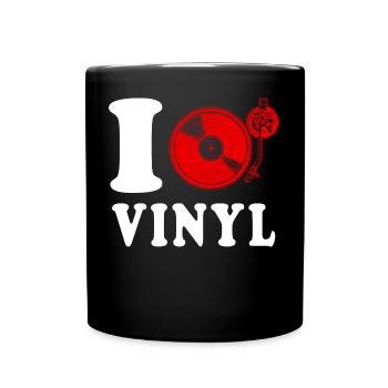 J’aime le vinyle disco coeur drôle spirituel - Mug uni - noir - Devant