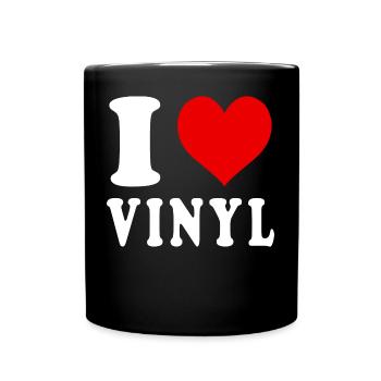 J’aime le vinyle coeur drôle spirituel - Mug uni - noir - Devant