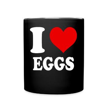I Love Eggs Heart Eggs Funny Witty - Full Colour Mug - black - Front