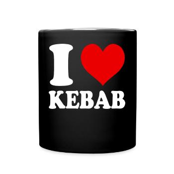 I Love Kebab Heart Funny Witty - Full Colour Mug - black - Front