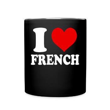 I Love French Heart Funny Witty - Full Colour Mug - black - Front