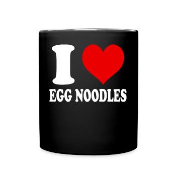 I Love Egg Noodles Heart Funny Witty - Full Colour Mug - black - Front