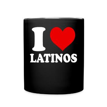 I Love Latinos Heart Funny Witty - Full Colour Mug - black - Front