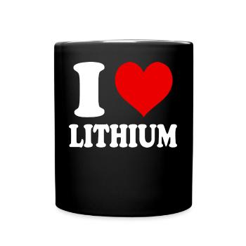 I Love Lithium Heart Funny Witty - Full Colour Mug - black - Front