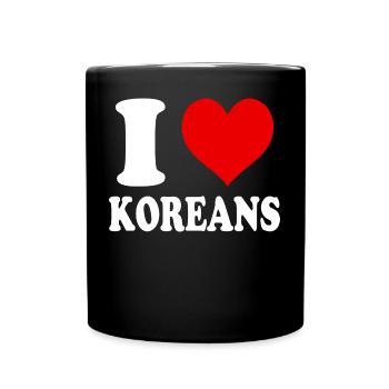 I Love Koreans Heart Funny Witty - Full Colour Mug - black - Front