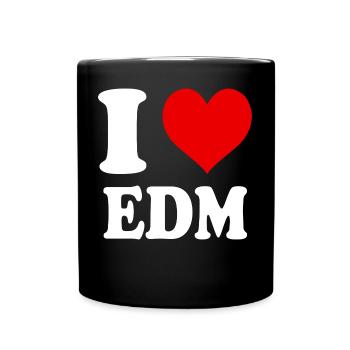 I Love EDM Heart Funny Witty - Full Colour Mug - black - Front