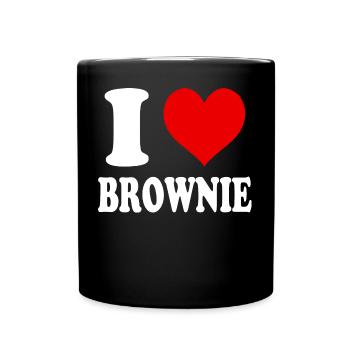 I Love Brownie Heart Funny Witty - Full Colour Mug - black - Front