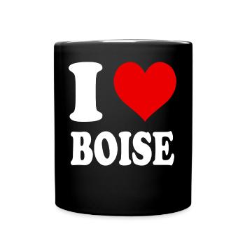 Ich liebe Boise Herz Lustig Witzig - Tasse einfarbig - Schwarz - Vorne