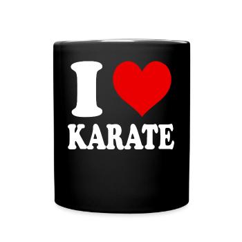 I Love Karate Heart Funny Witty - Full Colour Mug - black - Front