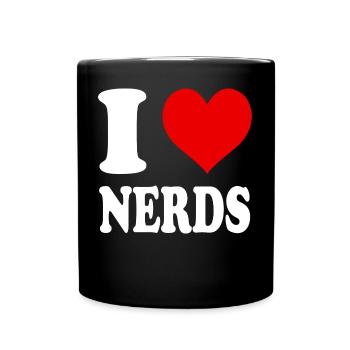 I Love Nerds Heart Funny Witty - Full Colour Mug - black - Front