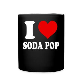 Ich liebe Soda Pop Herz Lustig Witzig - Tasse einfarbig - Schwarz - Vorne