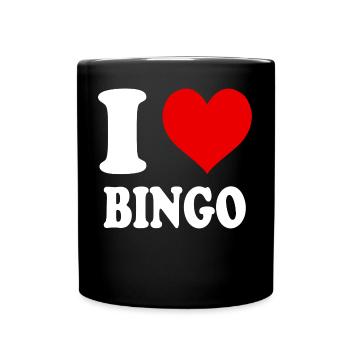 I Love Bingo Heart Funny Witty - Full Colour Mug - black - Front
