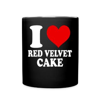 I Love Red Velvet Cake Heart Funny Witty - Full Colour Mug - black - Front