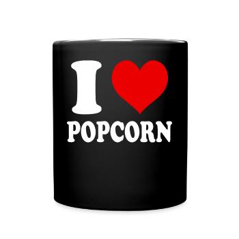 J’aime le pop-corn coeur drôle spirituel - Mug uni - noir - Devant