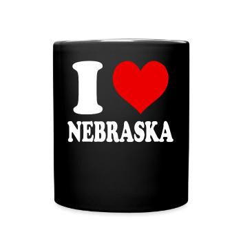 I Love Nebraska Heart Funny Witty - Full Colour Mug - black - Front