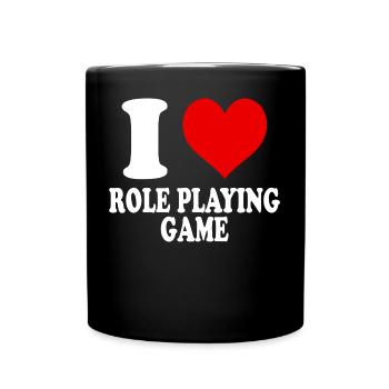Ich liebe Rollenspiel RPG Herz Lustig - Tasse einfarbig - Schwarz - Vorne
