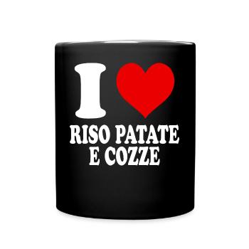 J’aime le riz, les pommes de terre, les moules, le coeur drôle - Mug uni - noir - Devant