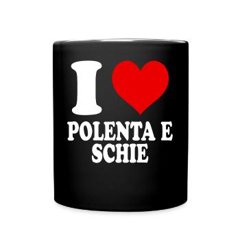 Ich liebe Polenta und Schie Herz Lustig Witzig - Tasse einfarbig - Schwarz - Vorne