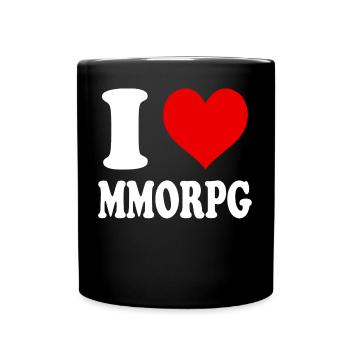 Ich liebe MMORPG Herz Lustig Witzig - Tasse einfarbig - Schwarz - Vorne