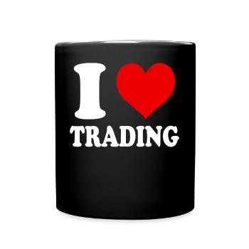 I Love Trading Heart Funny Witty - Full Colour Mug - black - Front