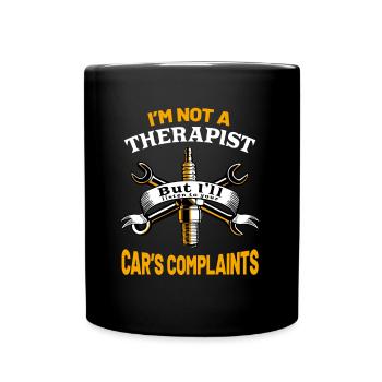 Autotherapeut Lustiger Automechaniker Spruch - Tasse einfarbig - Schwarz - Vorne