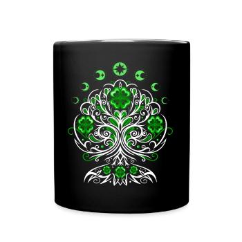 St Patricks Day Lebensbaum mit Mondphasen - Tasse einfarbig - Schwarz - Vorne