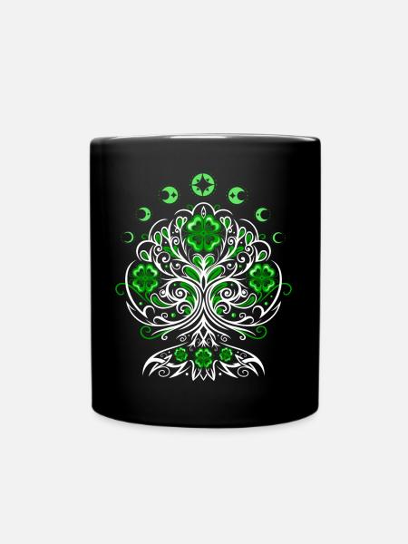 St Patricks Day Lebensbaum mit Mondphasen - Tasse einfarbig - Schwarz
