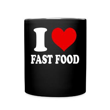 I Love Fast Food Heart Funny Witty - Full Colour Mug - black - Front