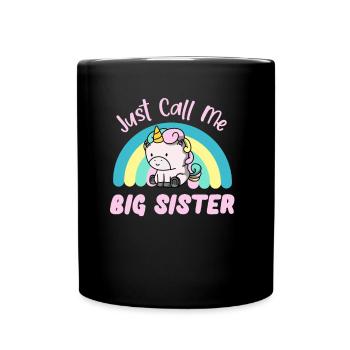 Grande soeur Mignonne Licorne Fille Poney - Mug uni - noir - Devant