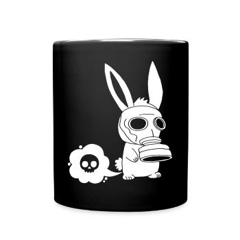 Lapin blanc qui pète - Mug uni - noir - Devant