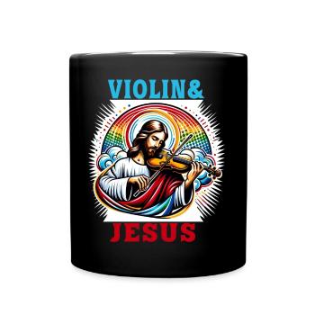 Conception musicale pour violon et Jésus Christ - Mug uni - noir - Devant