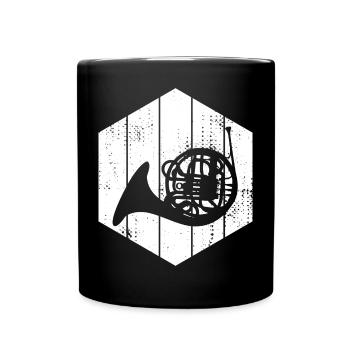 Sketch French horn - Full Colour Mug - black - Front