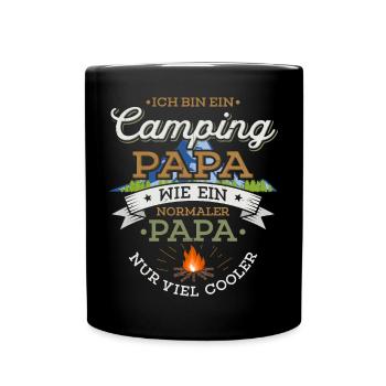 Camping Papa Lagerfeuer Camper Zelten Campingplatz - Tasse einfarbig - Schwarz - Vorne