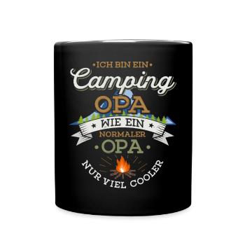 Camping Opa Lagerfeuer Camper Zelten Campingplatz - Tasse einfarbig - Schwarz - Vorne