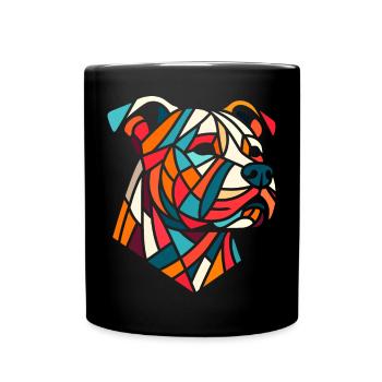 Staffordshire geometric bull terrier, staffy - Full Colour Mug - black - Front